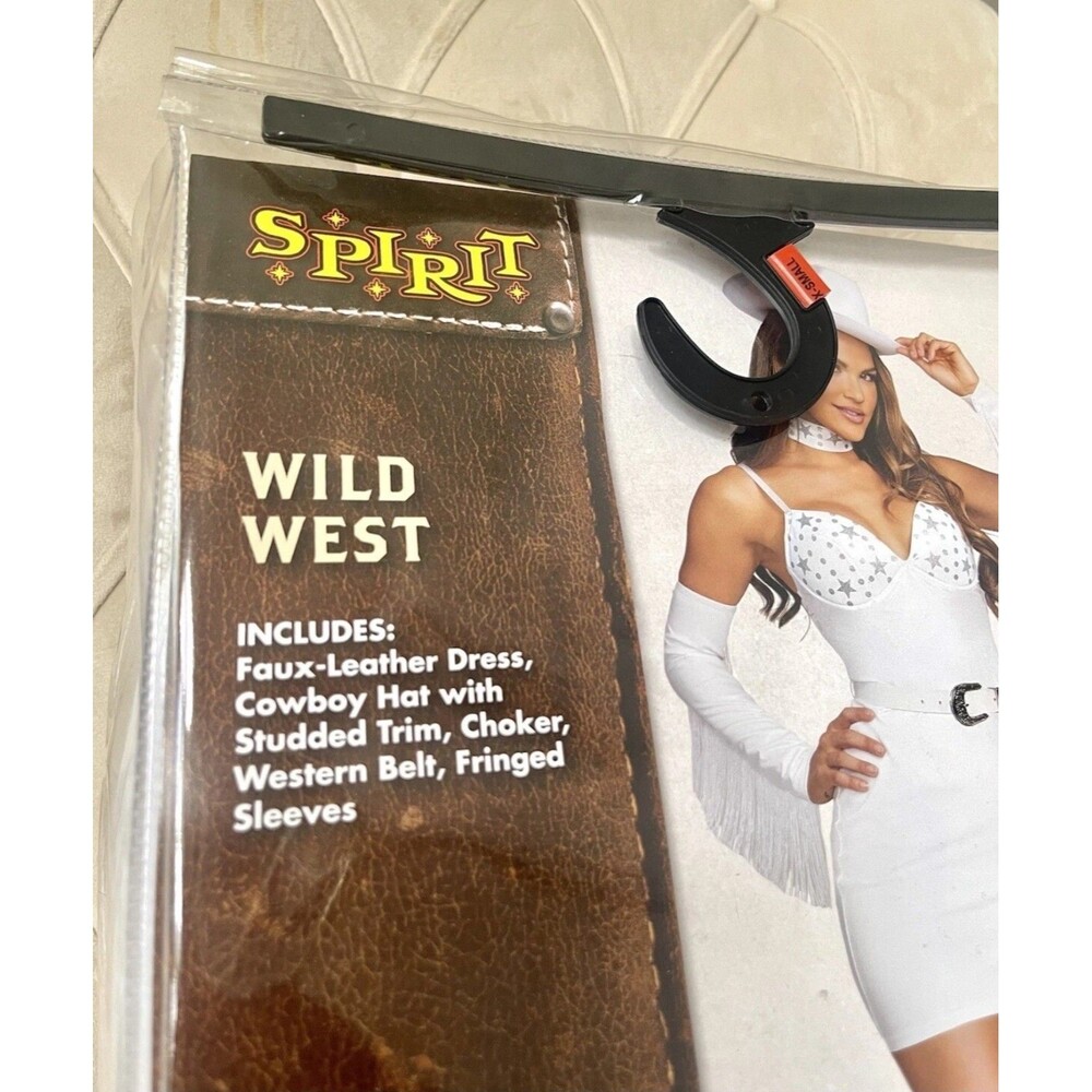 Spirit Halloween Wild West Cowgirl Costume White Woman's Large 10-14 NEW NIB - Picture 2 of 5